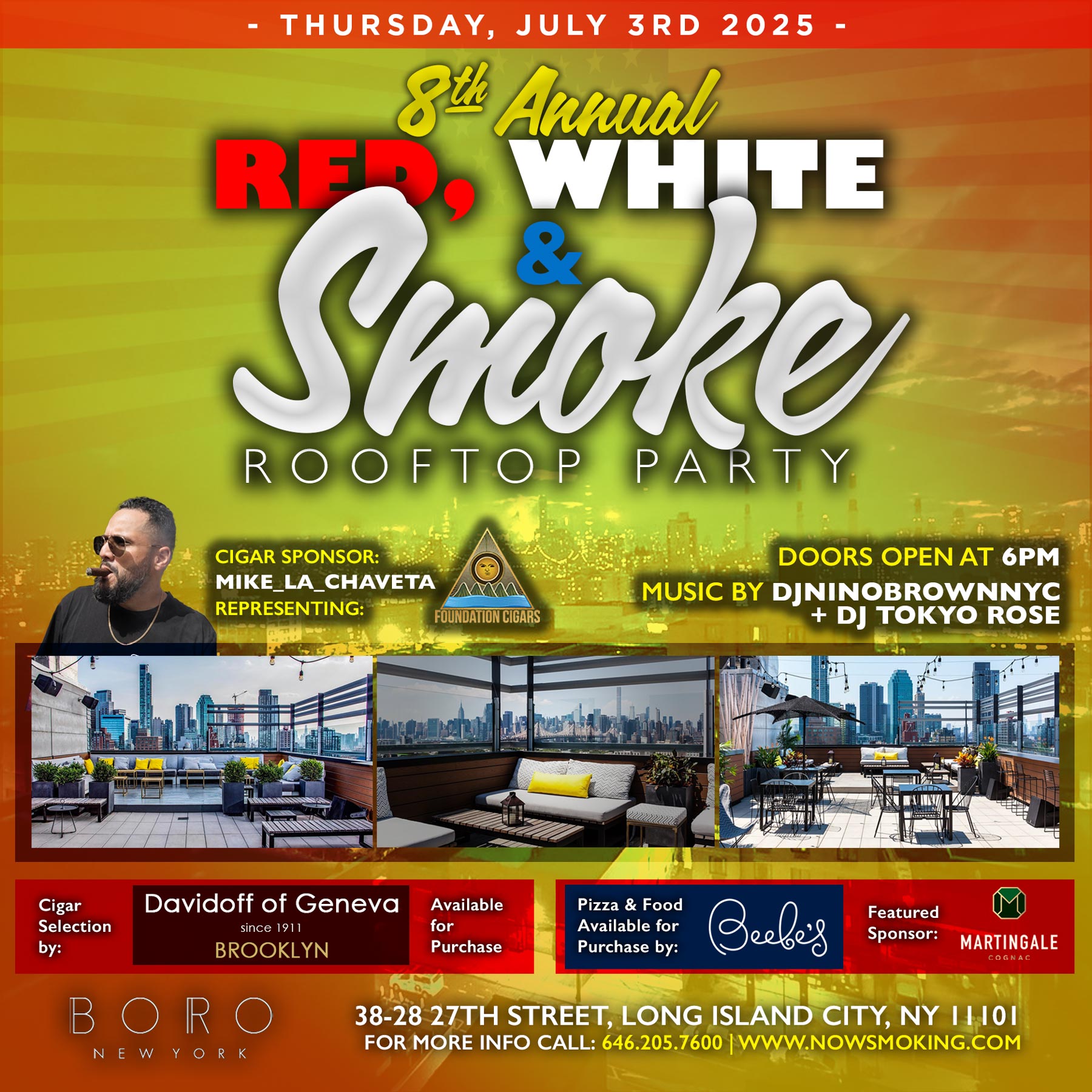 8th Annual Red, White, & Blue NYC Cigar Rooftop Party